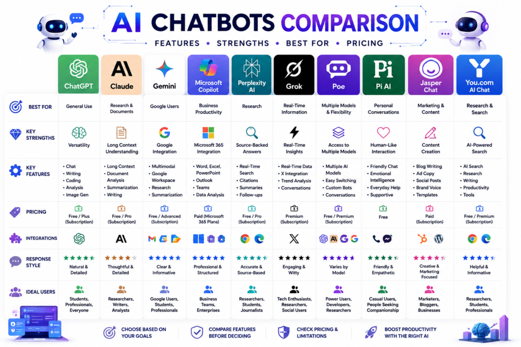AI Chatbots Comparison 2026