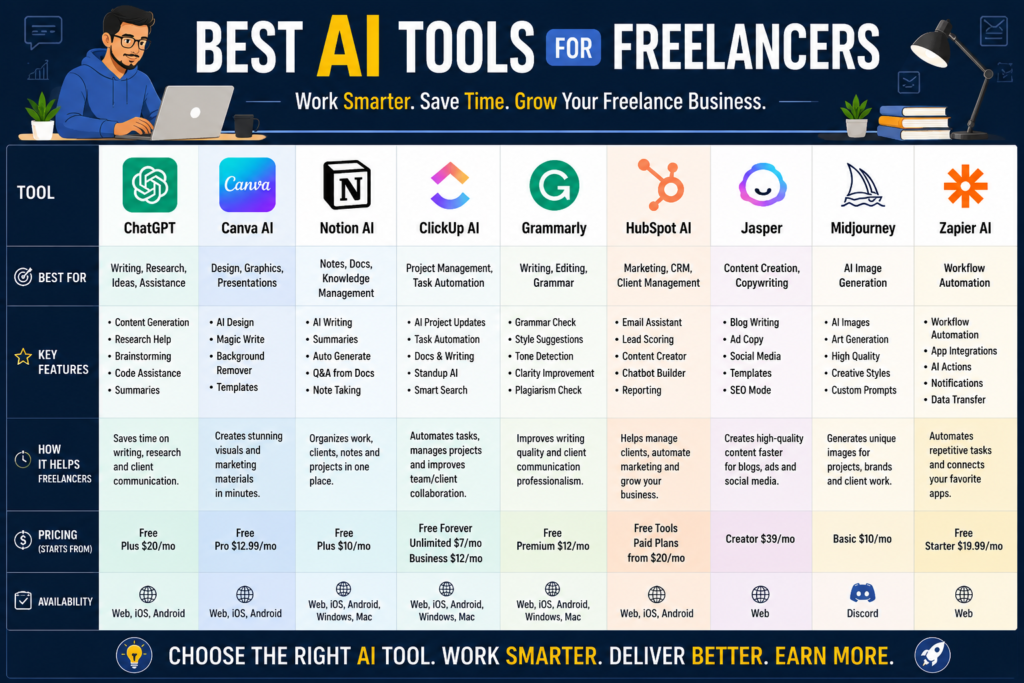 Best AI Tools for Freelancers in 2026 Comparison Chart