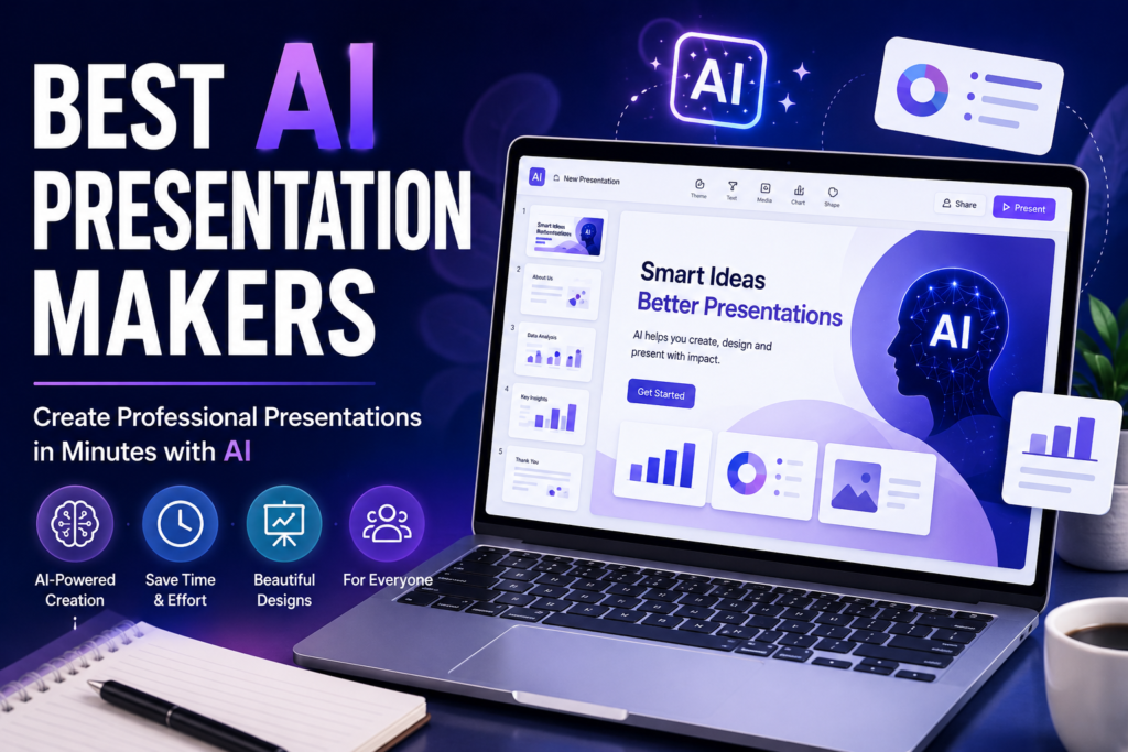Best AI Presentation Makers showing AI-powered presentation creation, smart slide generation, professional designs, and presentation automation tools.
