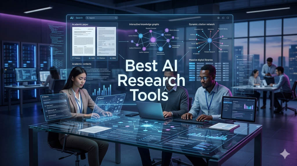 Best AI research tools for academic research, literature reviews, and finding research papers.