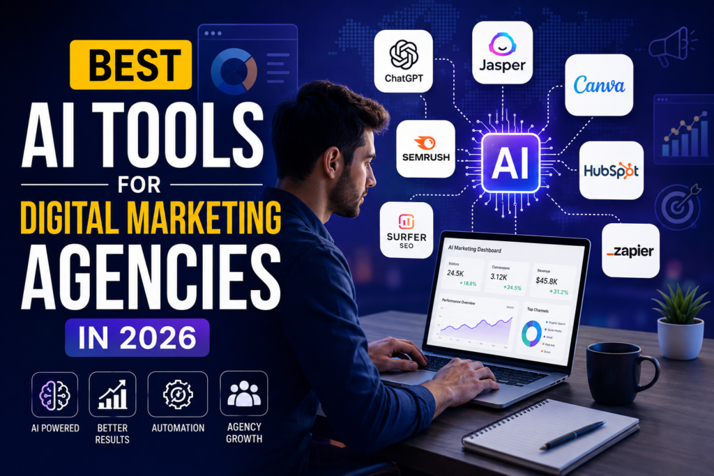 Best AI Tools for Digital Marketing Agencies for SEO, content marketing, advertising, automation, and client reporting